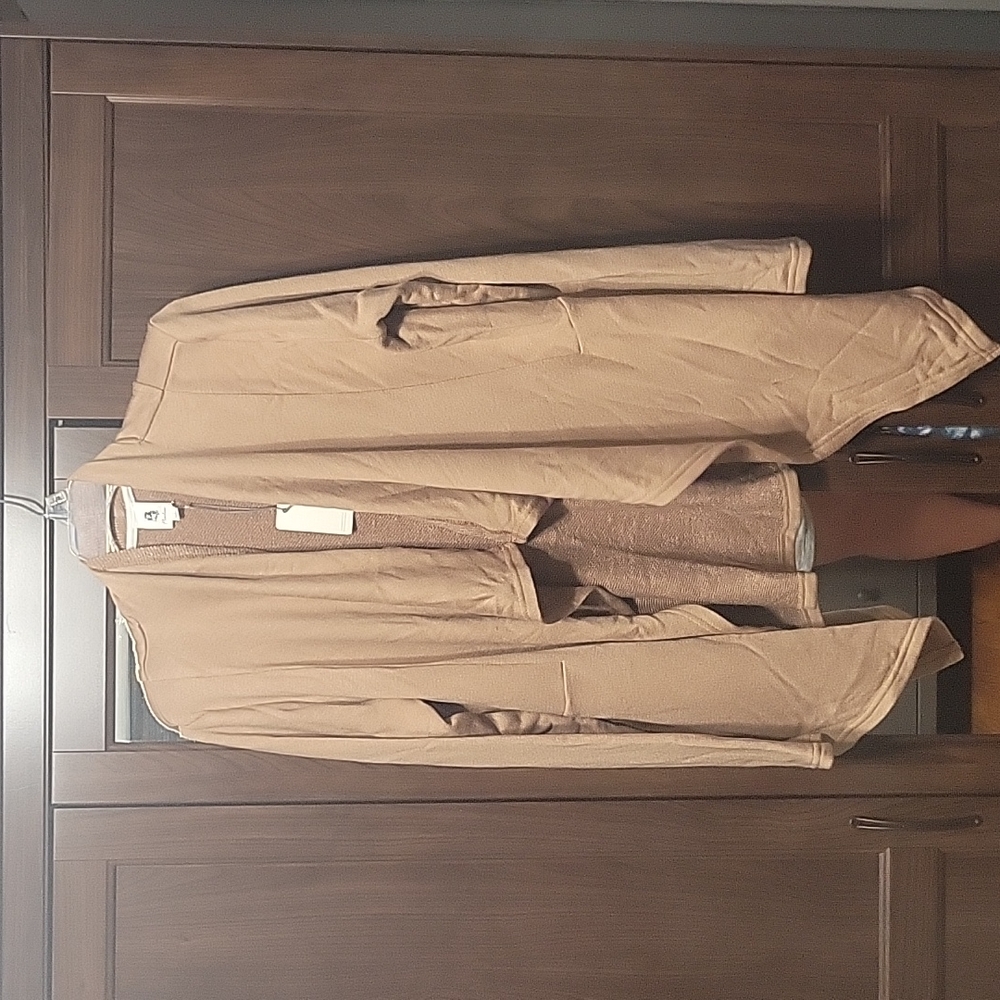 Crest Pocketed Drape Cardigan Mocha size Large